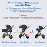 TPFLiving Kombi-Kinderwagen 3in1 Set - Modell Lux 7 Stoff